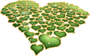 Gif animé coeurs verts